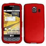 LG OPTIMUS V BUNDLE RED RUBBERIZED HARDCASE PROTECTOR WITH SCREEN PORTECTOR ....