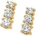 Jewelry : 14K Yellow Gold Cubic Zirconia Three Stone Earrings
