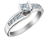 Princess Cut Diamond Engagement Ring 3/4 Carat (ctw) in 14K White Gold (Certified)