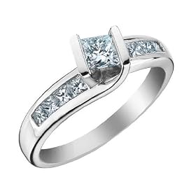 Princess Cut Diamond Engagement Ring 1/2 Carat (ctw) in 14K White Gold (CERTIFIED)