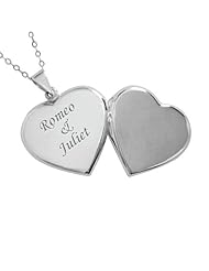 Sterling Silver Engraved Heart Locket Necklace - Custom made with 2 names!