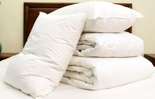 White Cotton Down Alternative Comforter (Duvet Cover Insert) with Mattress Pad and 2 Pillows Set Queen Bed-in-a-bag