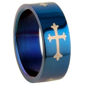 316L Stainless Steel Cross Ring - Width: 8mm