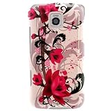 Hard Snap-on Shield With RED FLOWERS ON WHITE Design Faceplate Cover Sleeve ....