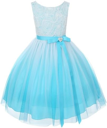 Ombre Flower Girls Dress Easter Graduation Pageant Party Wedding Aqua Purple Fuchsia Sz 2 - 14 + Bonus Gift (14, Aqua)