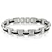 Mens Stainless Steel and Black Rubber Chain Link title=