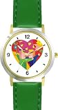 41KpgYaeVkL. SL160  Man & Woman in Heart   Love & Friendship Theme   WATCHBUDDY® DELUXE TWO TONE THEME WATCH   Arabic Numbers   Green Leather Strap Childrens Size Small