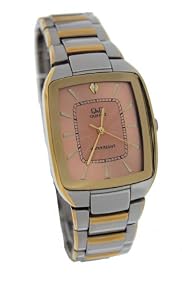 Q&Q #6163-402Y Men's Two Tone Square Casual Analog Watch