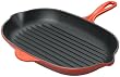 Le Creuset 12 2/3-Inch Oblong Skillet Grill, Red