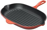 Le Creuset 12 2/3-Inch Oblong Skillet Grill, Red