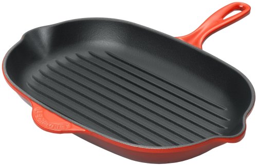 Le Creuset 12 2/3-Inch Oblong Skillet Grill, Red