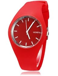 New Brand Geneva Women Ladies Elegand Simple Dial Red Soft Rubber Band Analog Wrist Watch Boys Sport Watches