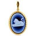 14K Yellow Gold Frame lion Cameo Pendant