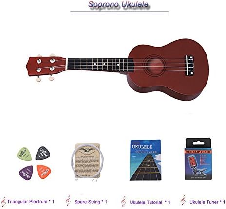Soprano Ukulele, NOT HOME Learn To Play Ukulele Starter Kit, 21" Colorful Hawaiian Ukulele Starter for Kids Student, pack with Bag x1-Tuner x1 (Coffee)
