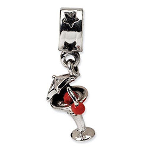 Reflection Sterling Silver with Enamel Martini Dangle Bead Charm
