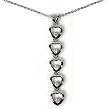 Sterling Silver CZ Necklaces - Hearts - Chain: 17"/ Height: 63mm