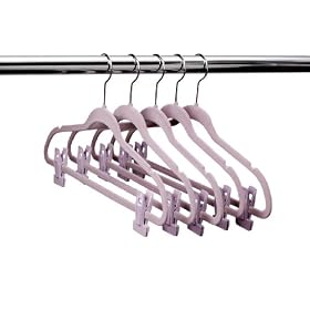 ULTRA-SLIM VELVET SUIT HANGERS W/PANT FINGER CLIPS - SET OF 5- LAVENDER