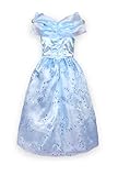 ReliBeauty Girls Butterfly Embroidery Princess Cinderella Costume (7, Light Blue)