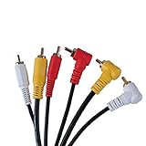 Caxico RCA ステレオ オーディオおよびビデオ ケーブル - ストレート 5 フィートの長さに直角