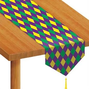 Printed Mardi Gras Table Runner 11in. x 6ft. Pkg/1