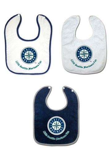 Seattle Mariners 3 Pack Snap Bib Set
