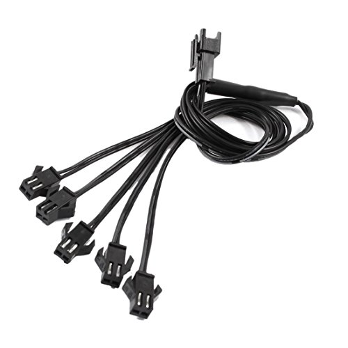Female to Male 2 Pin Connector EL Wire 5-way Splitter Extension Cable Line Black