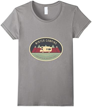 Women's Vintage Retro Winter RV Camping Badge T-Shirt Small Slate
