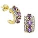 Genuine Amethyst Diamond Gold Vermeil J-Hoop Earrings