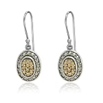 SAVE $30.01 - Sterling Silver Marcasite & Colorado Crystal Oval Fishhook Earrings $34.99
