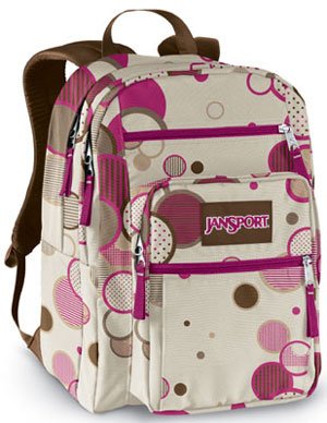 Jansport Big Student Shell Tan Pink Dots