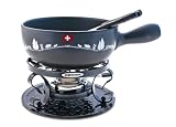 Swissmar Monte Rosa 9 Piece Cheese Fondue Set, Black