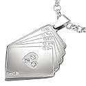 Halskette mit Kettenanhänger Poker Spielkarten Edelstahl poliert Strass 4/2,5cm