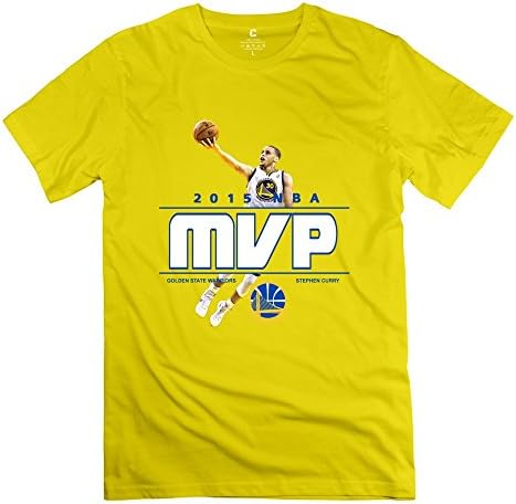 Man's Pre-cotton 2014-15 NBA MVP Golden State Warriors Stephen Curry Fitted T-shirt L Yellow