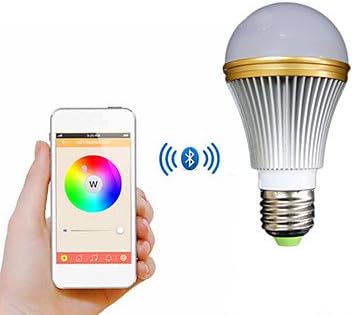 (NYY) E27 5W Colorful Light Bluetooth Smart LED Lamp Bulb for IOS / Android - White + Silver (AC 85~240V) , Multi Color