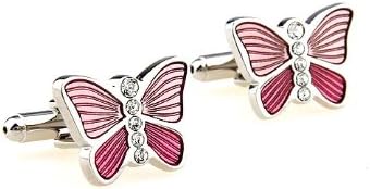 LBFEEL Pink Butterfly Cufflinks for Womens Jewelry the Crystal Design with Box