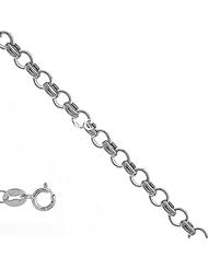 10k Semi-Solid White Gold 1.9 mm (5/64 Inch) Rolo Chain Necklace 16" w/ Spring Ring Clasp