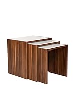 Kenyap Set 3 Mesitas Decoflex Marrón / Blanco 80 x 50 x 38