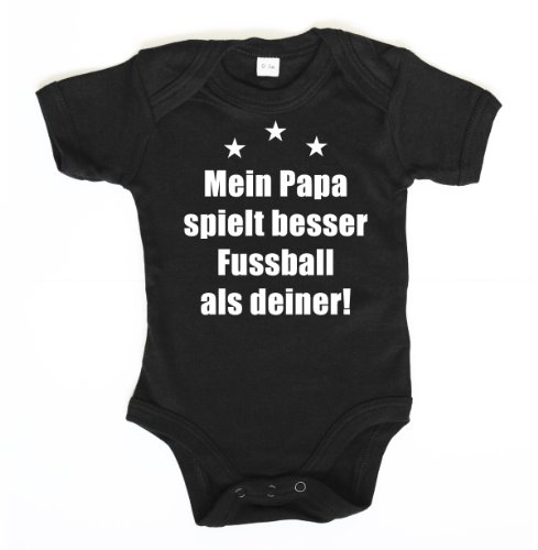::: MEIN PAPA SPIELT BESSER … ::: Baby Body, Schwarz/Weiß, 0-3 Mon