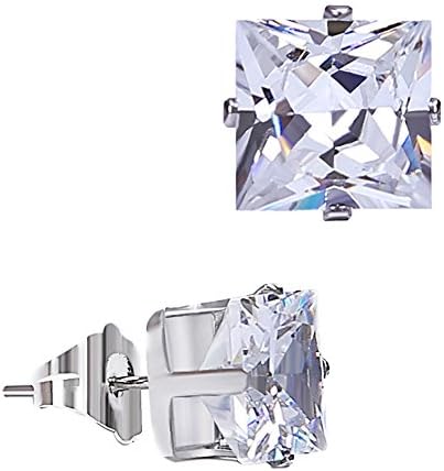 Cubic Zirconia Earrings stud, Dekool Fashion Cubic Diamond Earrings for Women Girl Teen Square Stlye Nickel Free 3mm-8mm（6 Pairs/Per Set)