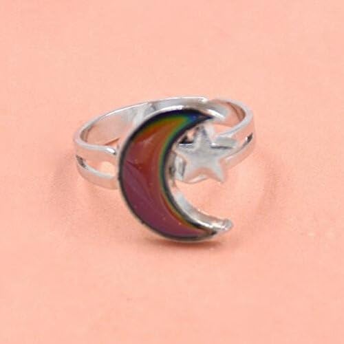 Summer Jewelry Moon and Star Shape Color Change Mood Ring Emotion Feeling Changeable Band Sk160225091005