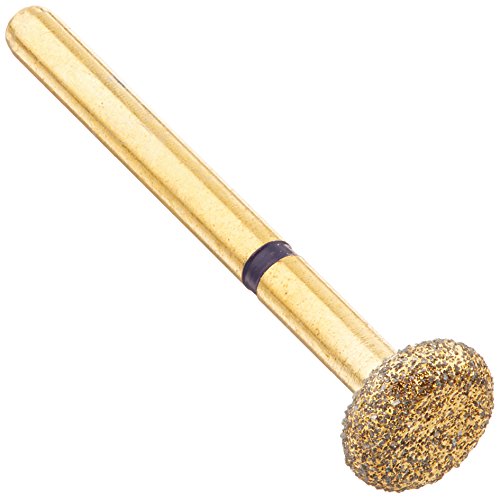 CROSSTECH G909/045M 24K Gold-Plated Diamond Burs, Flat End Cylinder: G909/045m, 4.5mm Head, 1.7mm depth, Medium (Pack of 5)