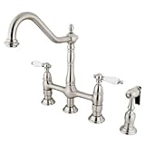 Kingston Brass KS1278PLBS Heritage 8-Inch Kitchen Faucet with Brass Sprayer, Satin Nickel by Kingsto