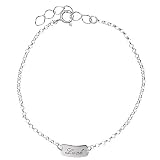 Sterling Silver Luck Nameplate Chain Bracelet Adjustable 6.5-7.5 inches