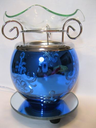 Christmas Blue Shiny Pattern Design Decorative Glass Electric Fragrance Lamp Aromatherapy Oil Warmer/burner Night Light in Gift Box # Mt-025