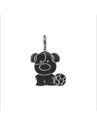 14k White Gold, Puppy Dog with Soccer Ball Pendant Charm 14mm Wide