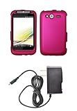 HTC Wildfire S (T-Mobile) Premium Combo Pack - Magenta Pink Rubberized Shie ....