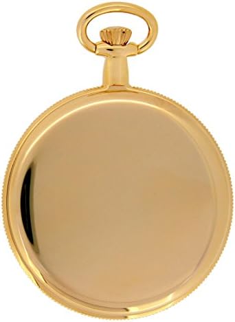 Regent Hills Vintage Brass Case Open Face Quartz Pocket Watch With Chain 8455GP-W2