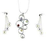 Gemstone Bubble Necklace and Earring Set