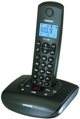 Audioline Pro 280 DECT Schnurlostelefon mit Anrufbeantworter schwarz