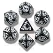 Q-Workshop Polyhedral 7-Die Set: Carved Dragon Dice Set (Black and White)